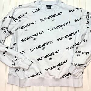 Suamoment oversized white pullover with black logos S